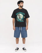Mockup Boxy Heavyweight Tee Black male full-body 07
