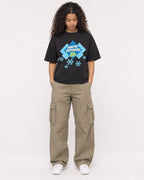 Mockup Boxy Heavyweight Tee Black female full-body 10