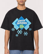 Mockup Boxy Heavyweight Tee Black male close-up 10