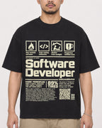 Mockup Boxy Heavyweight Tee Black male close-up 32