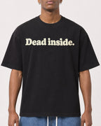 Mockup Boxy Heavyweight Tee Black male close-up 15