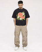 Mockup Boxy Heavyweight Tee Black male full-body 12