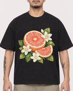 Mockup Boxy Heavyweight Tee Black male close-up 12