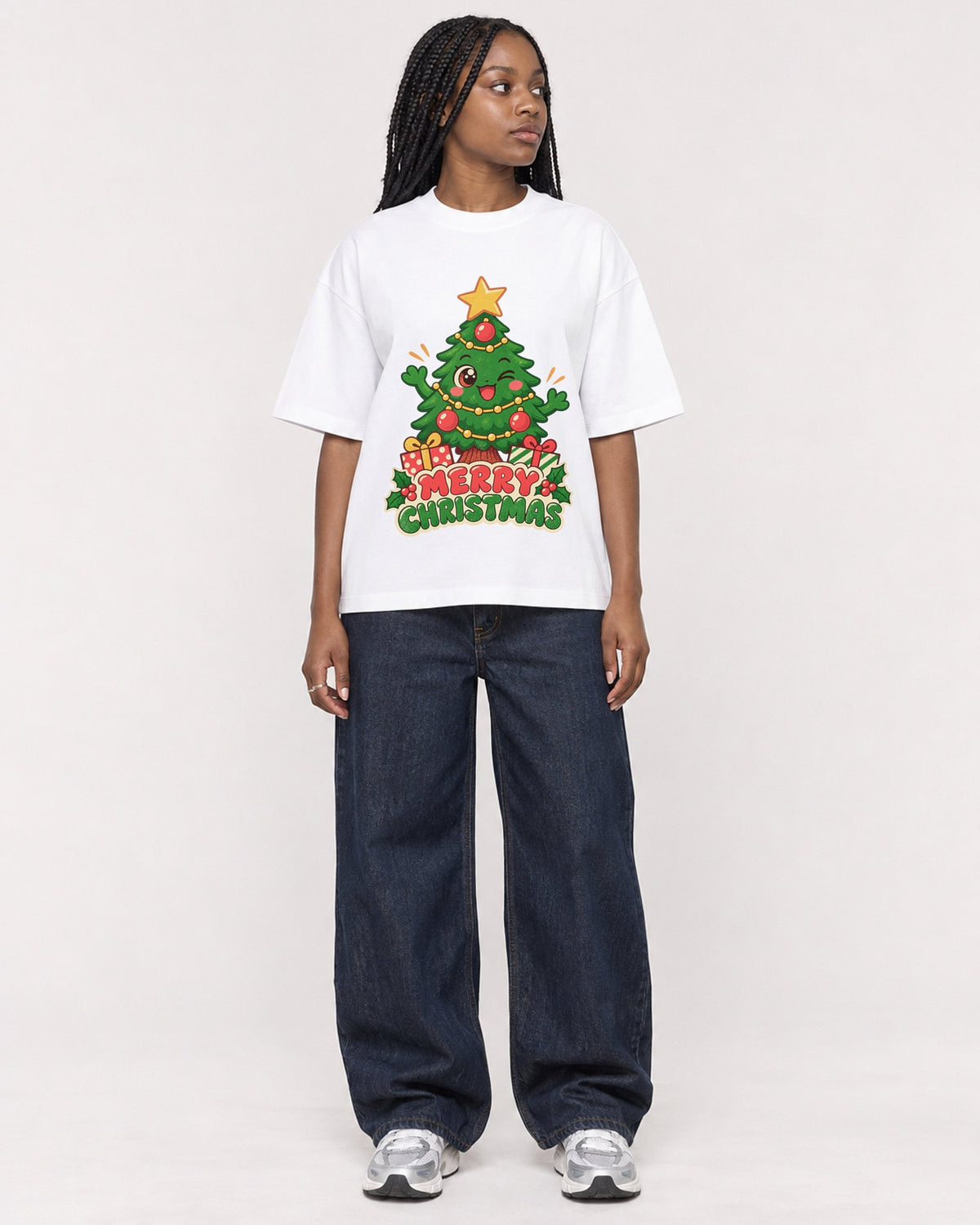 Mockup Boxy Heavyweight Tee White female full-body 04