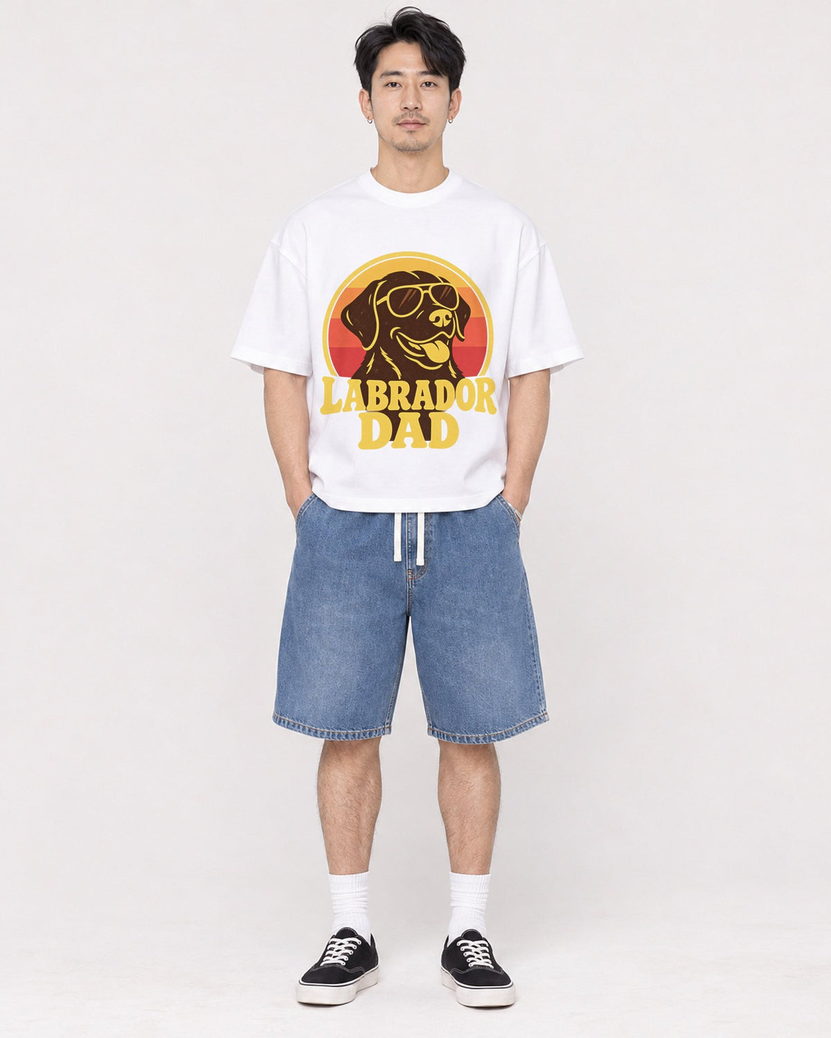 Mockup Boxy Heavyweight Tee White male full-body 13