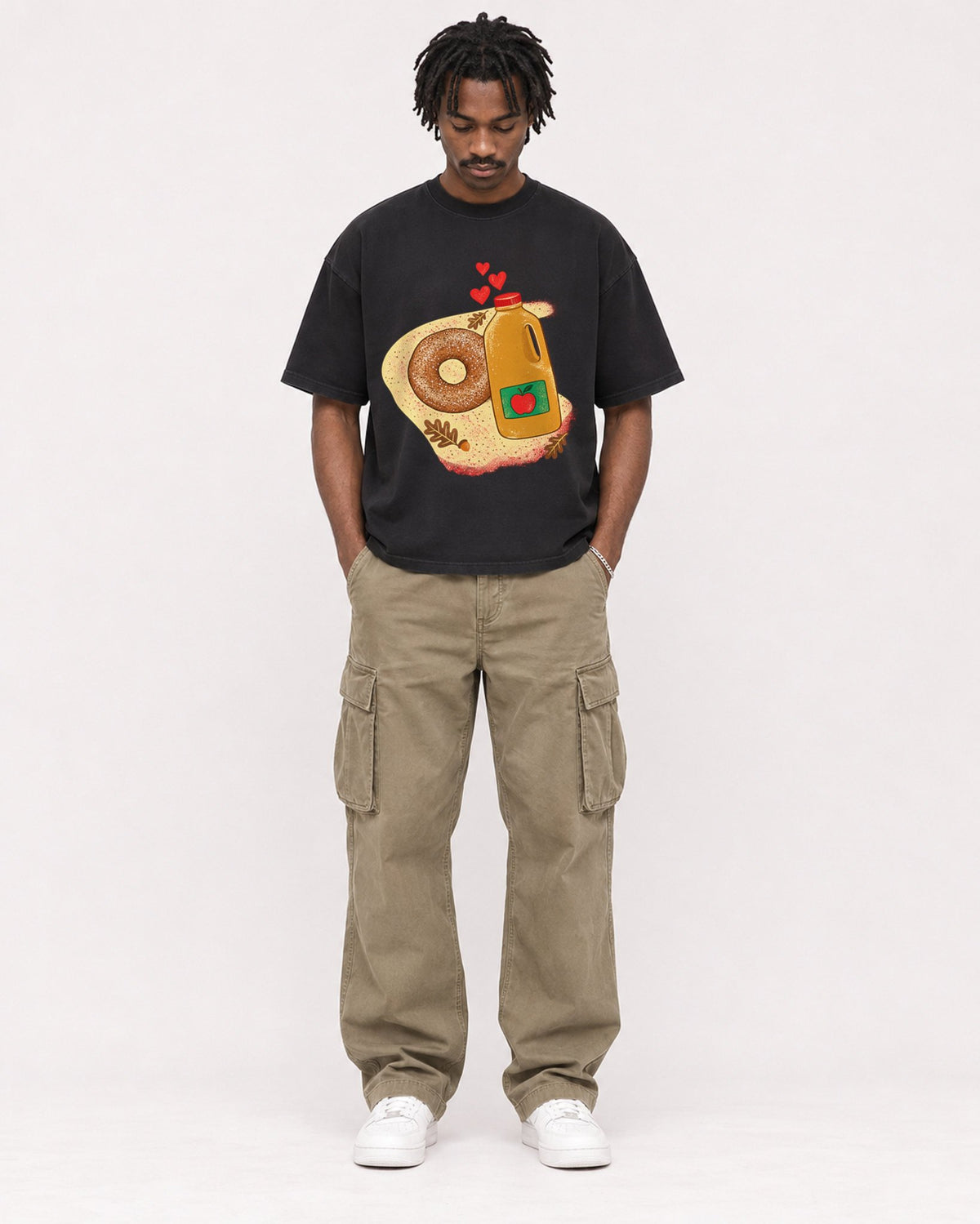 Mockup Boxy Heavyweight Tee Black male full-body 04