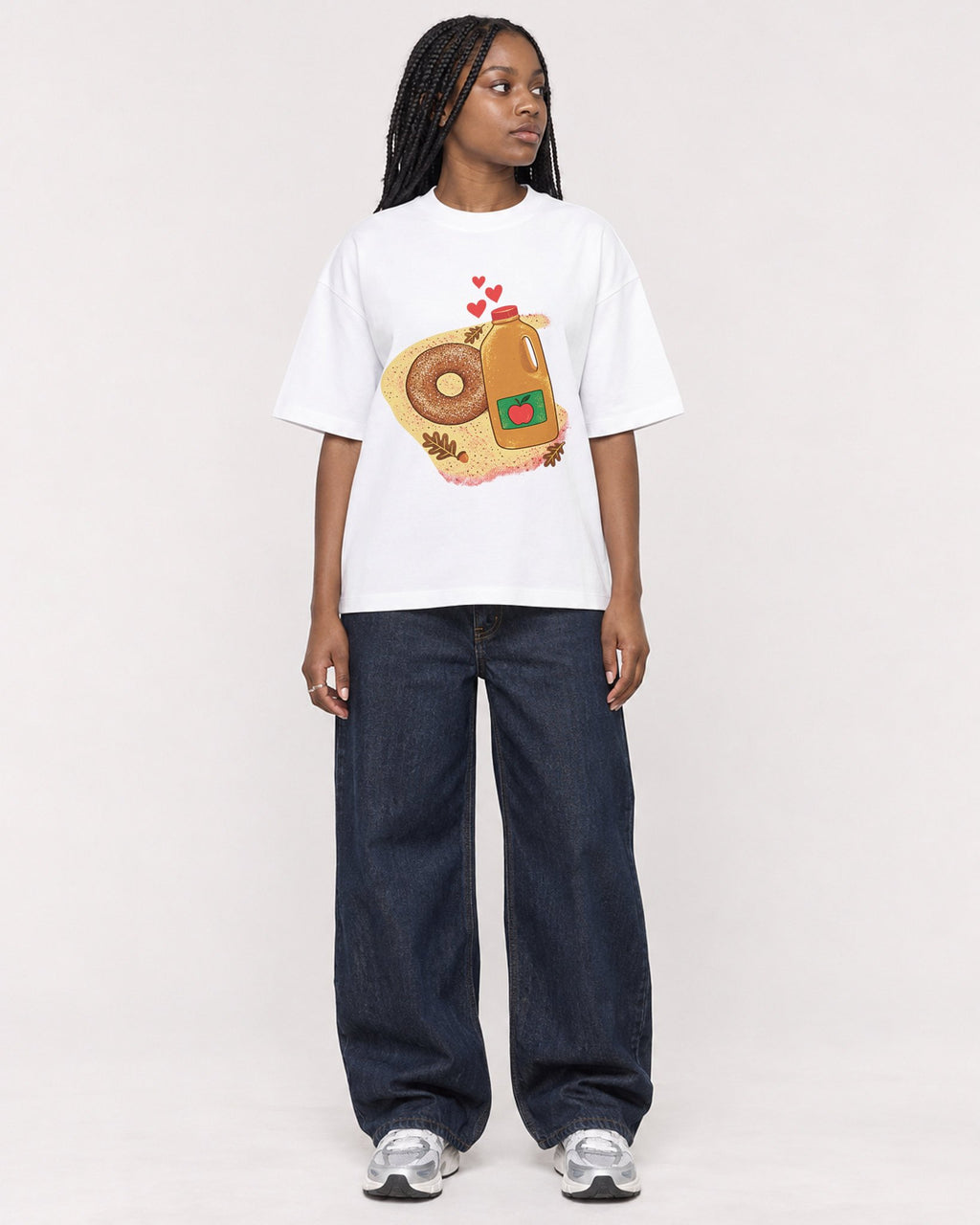 Mockup Boxy Heavyweight Tee White female full-body 04