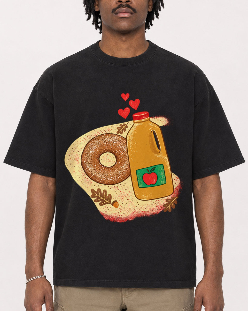 Mockup Boxy Heavyweight Tee Black male close-up 04