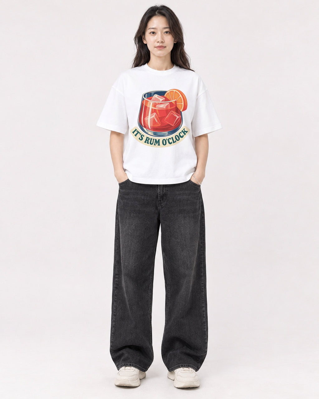 Mockup Boxy Heavyweight Tee White female full-body 03