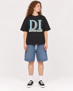 Mockup Boxy Heavyweight Tee Black female full-body 09