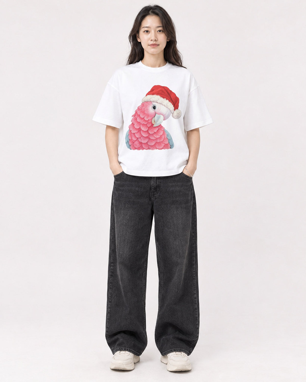 Mockup Boxy Heavyweight Tee White female full-body 03