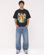 Mockup Boxy Heavyweight Tee Black male full-body 06