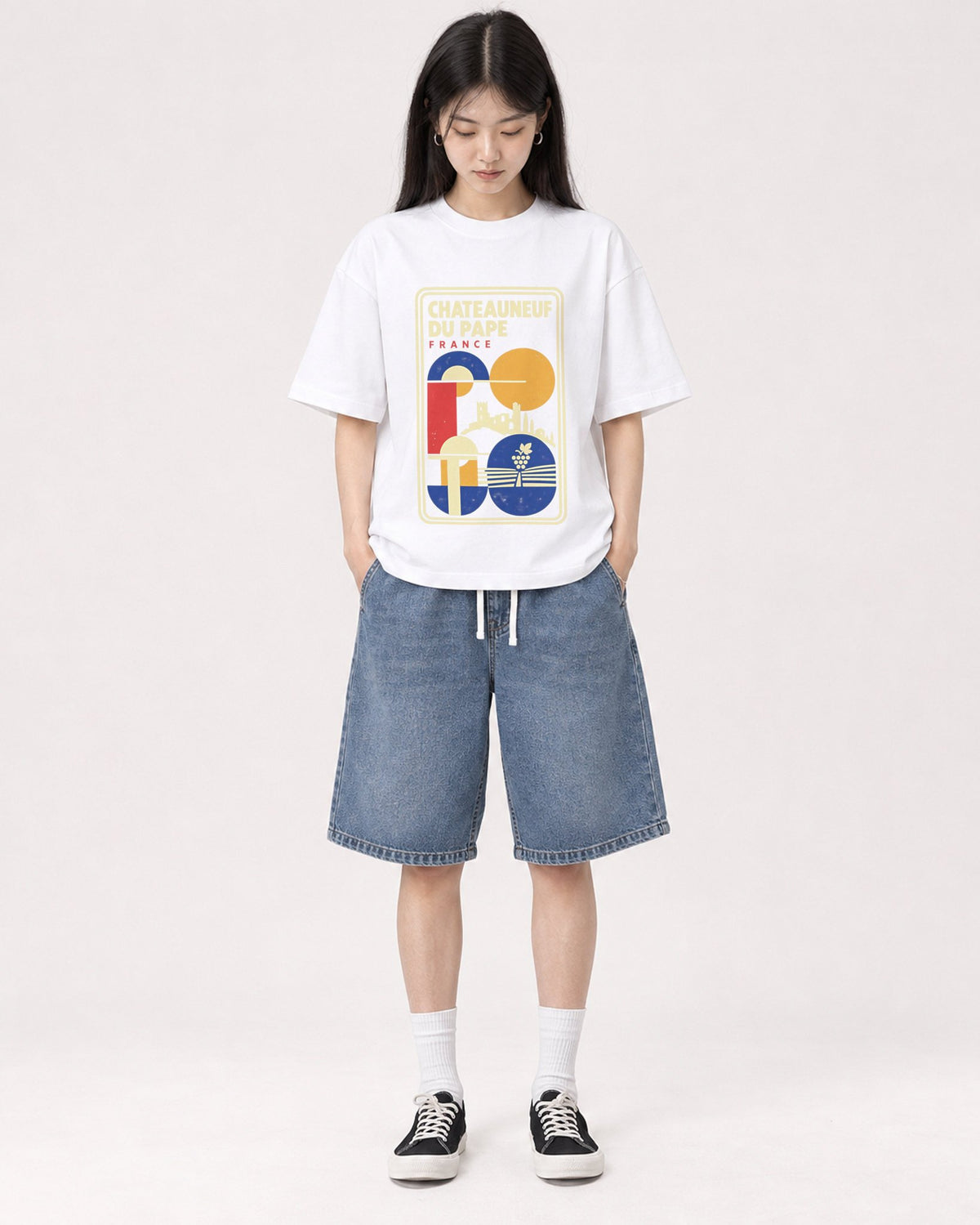 Mockup Boxy Heavyweight Tee White female full-body 01