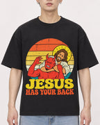Mockup Boxy Heavyweight Tee Black male close-up 01