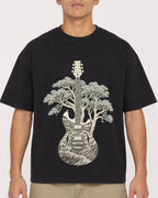 Mockup Boxy Heavyweight Tee Black male close-up 16