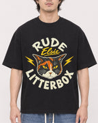 Mockup Boxy Heavyweight Tee Black male close-up 03