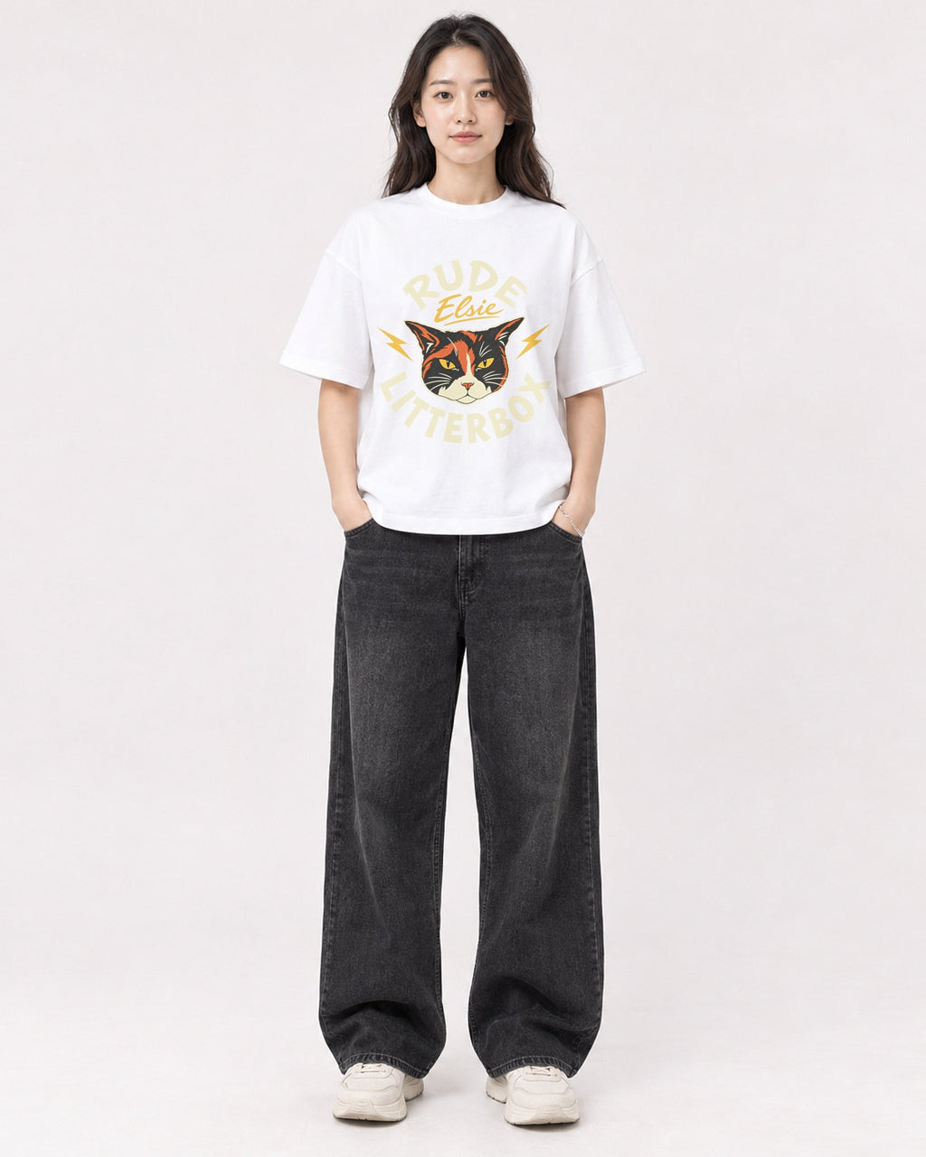 Mockup Boxy Heavyweight Tee White female full-body 03