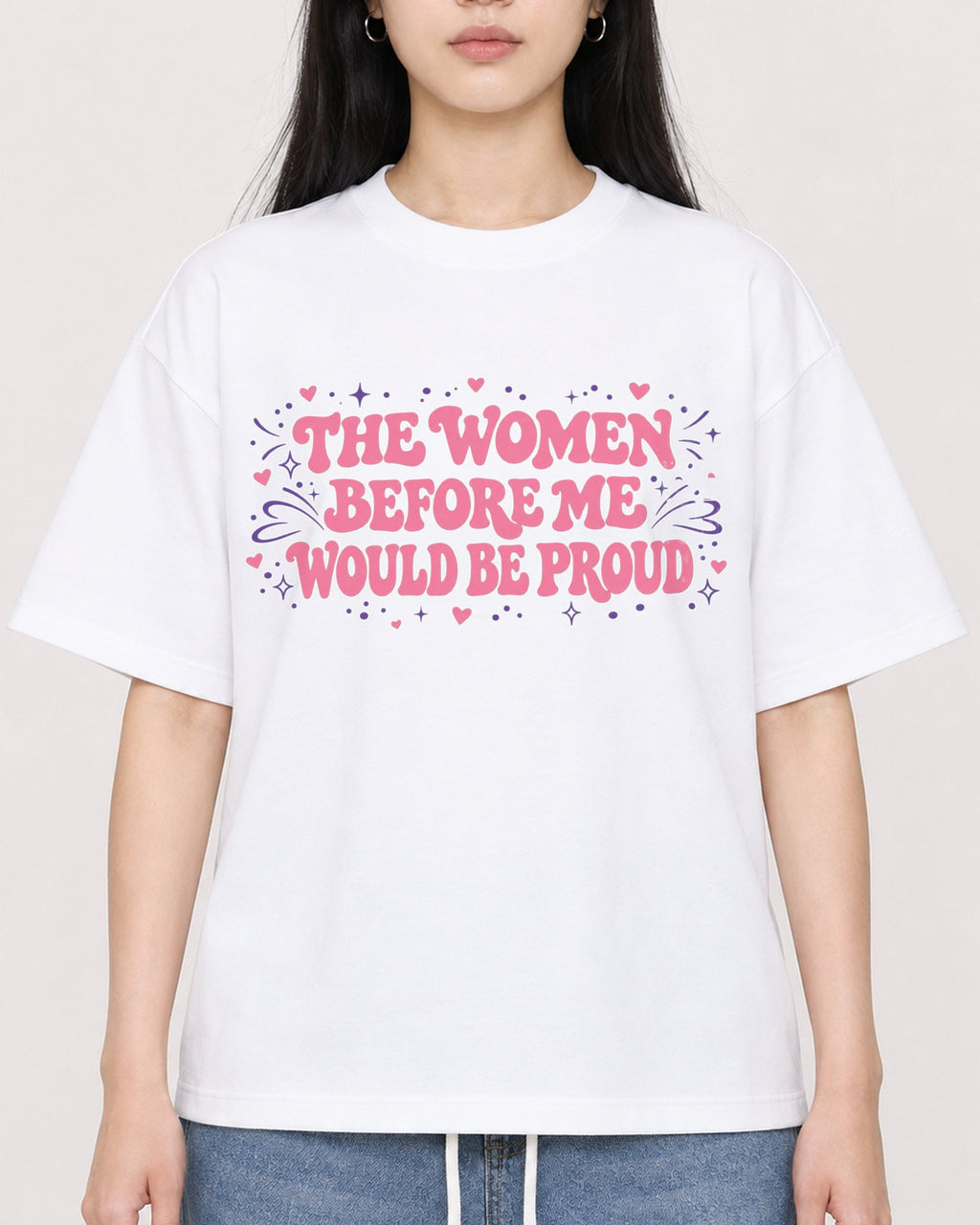 Mockup Boxy Heavyweight Tee White female close-up 01