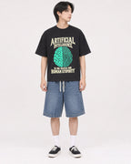 Mockup Boxy Heavyweight Tee Black male full-body 11