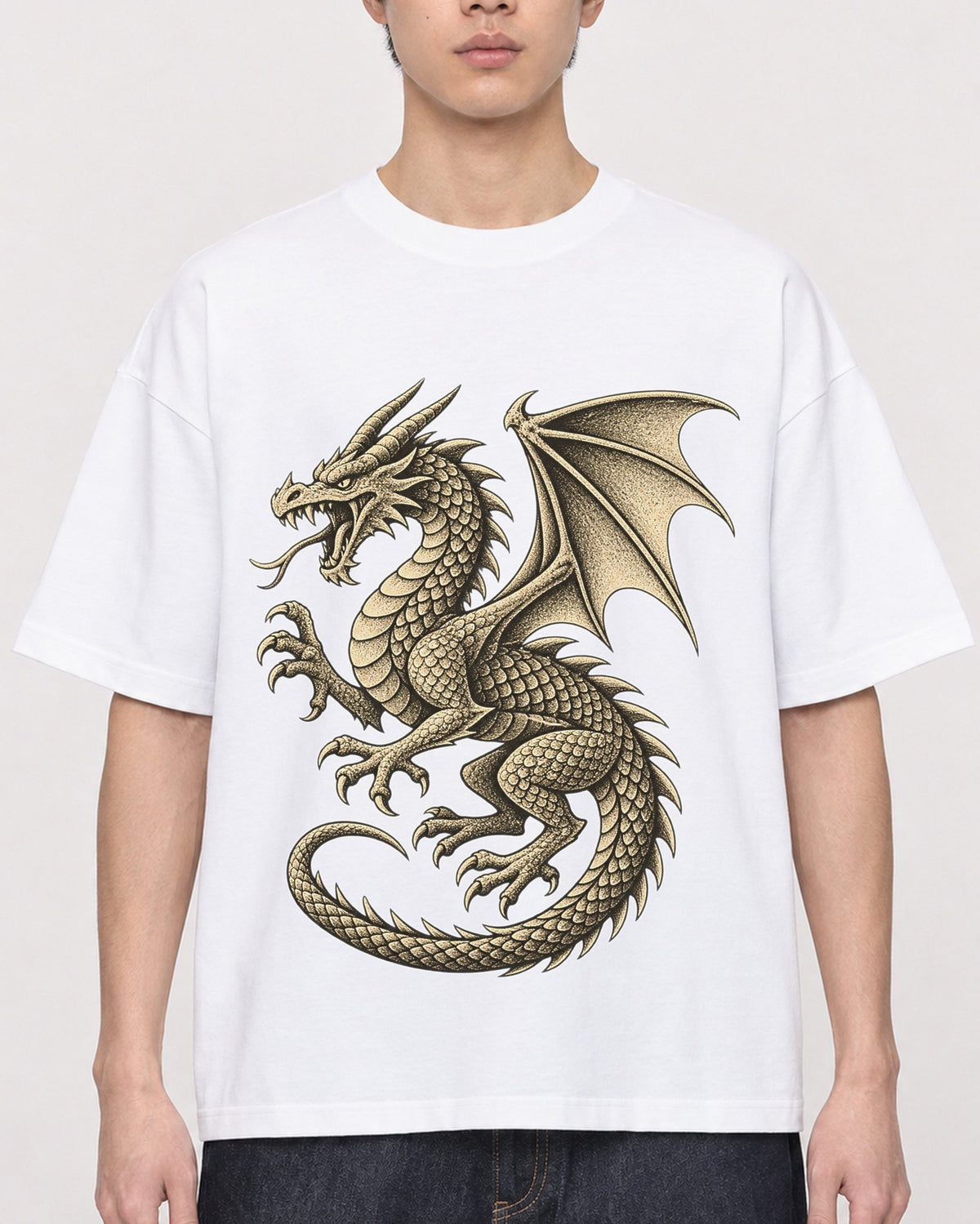 Mockup Boxy Heavyweight Tee White male close-up 01