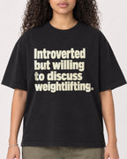 Mockup Boxy Heavyweight Tee Black female close-up 10