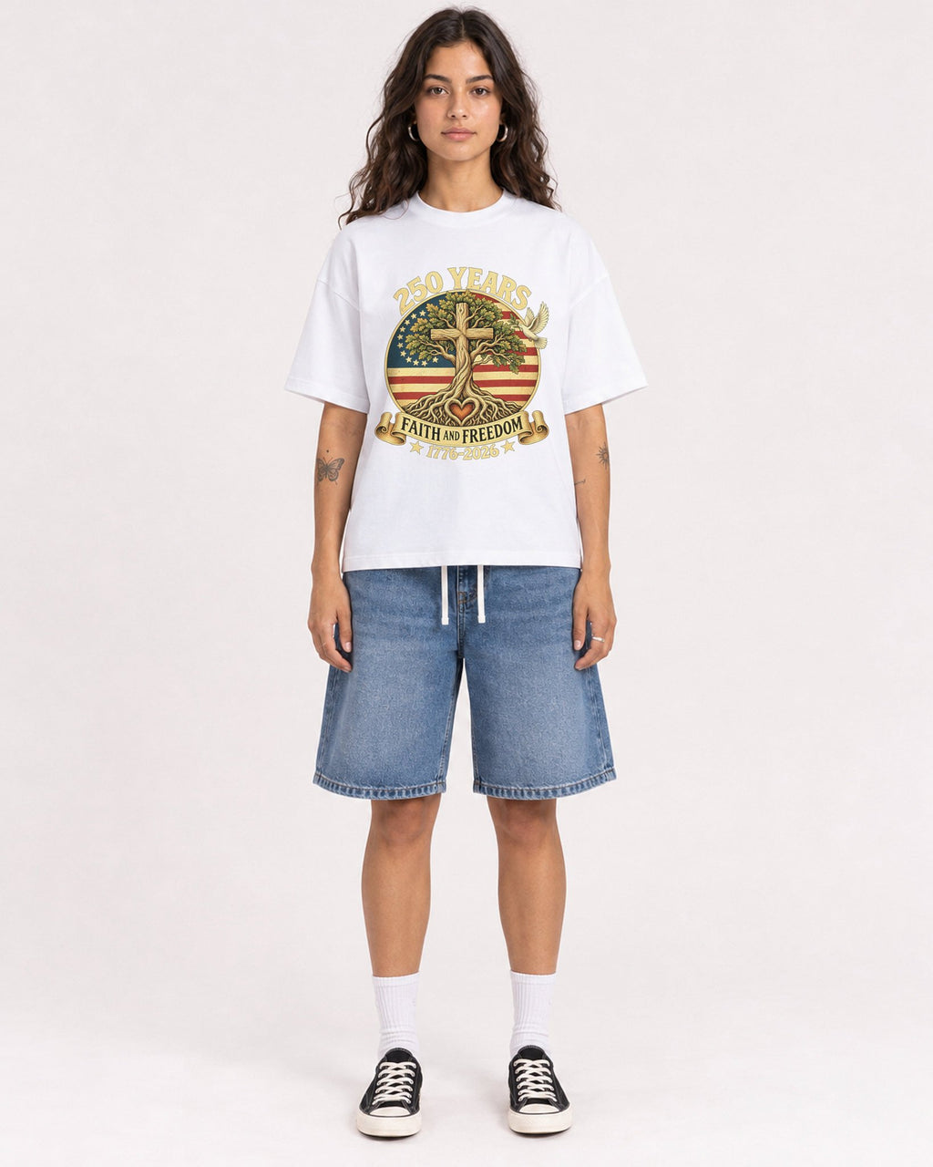 Mockup Boxy Heavyweight Tee White female full-body 06
