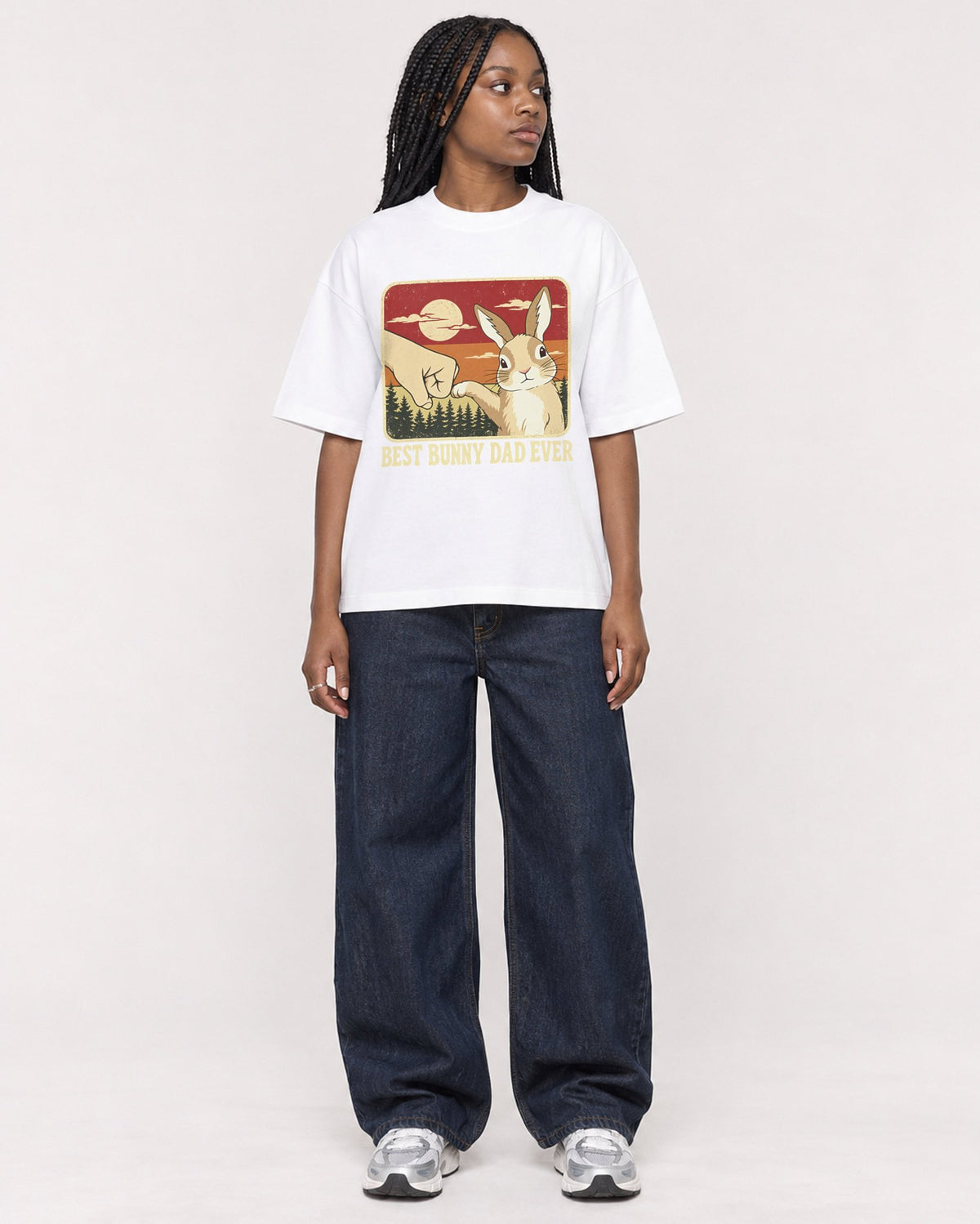 Mockup Boxy Heavyweight Tee White female full-body 04