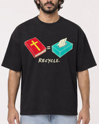 Mockup Boxy Heavyweight Tee Black male close-up 17