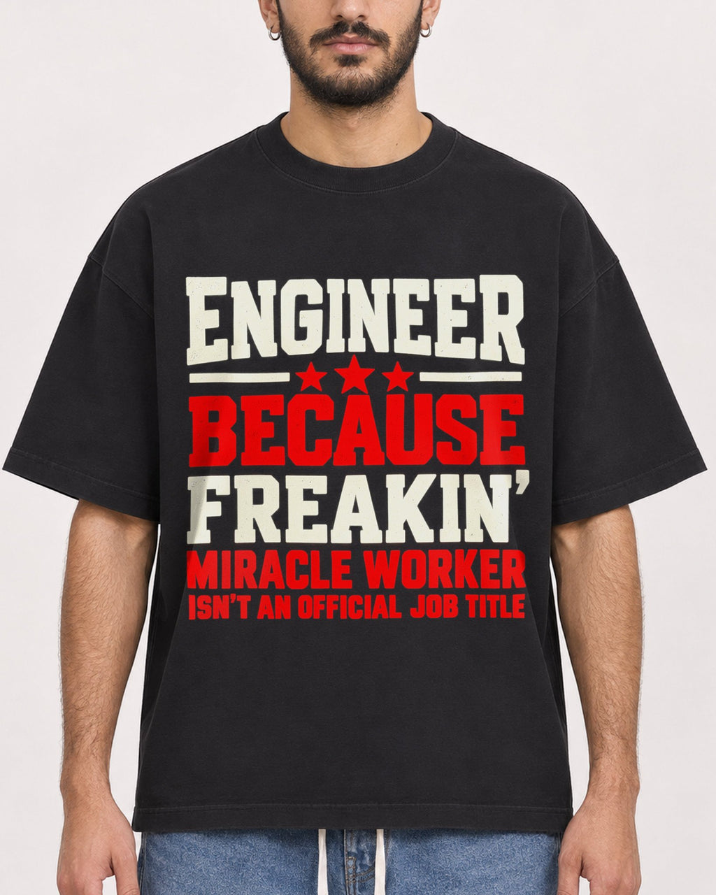 Mockup Boxy Heavyweight Tee Black male close-up 07