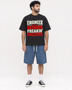 Mockup Boxy Heavyweight Tee Black male full-body 07
