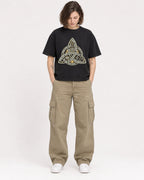 Mockup Boxy Heavyweight Tee Black female full-body 18