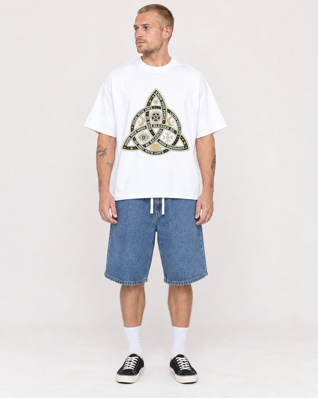 Mockup Boxy Heavyweight Tee White male full-body 18