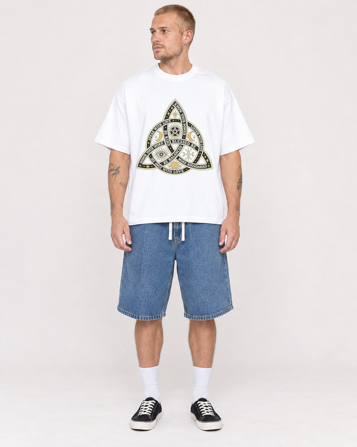 Mockup Boxy Heavyweight Tee White male full-body 18
