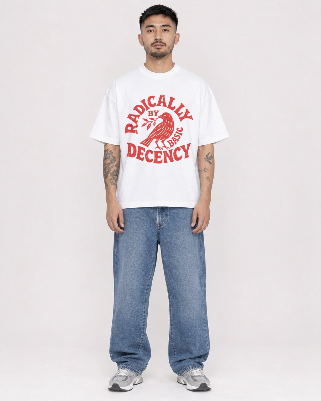 Mockup Boxy Heavyweight Tee White male full-body 12