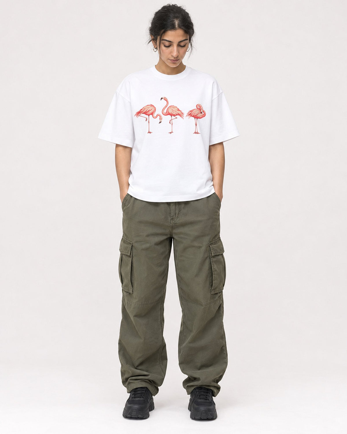 Mockup Boxy Heavyweight Tee White female full-body 17