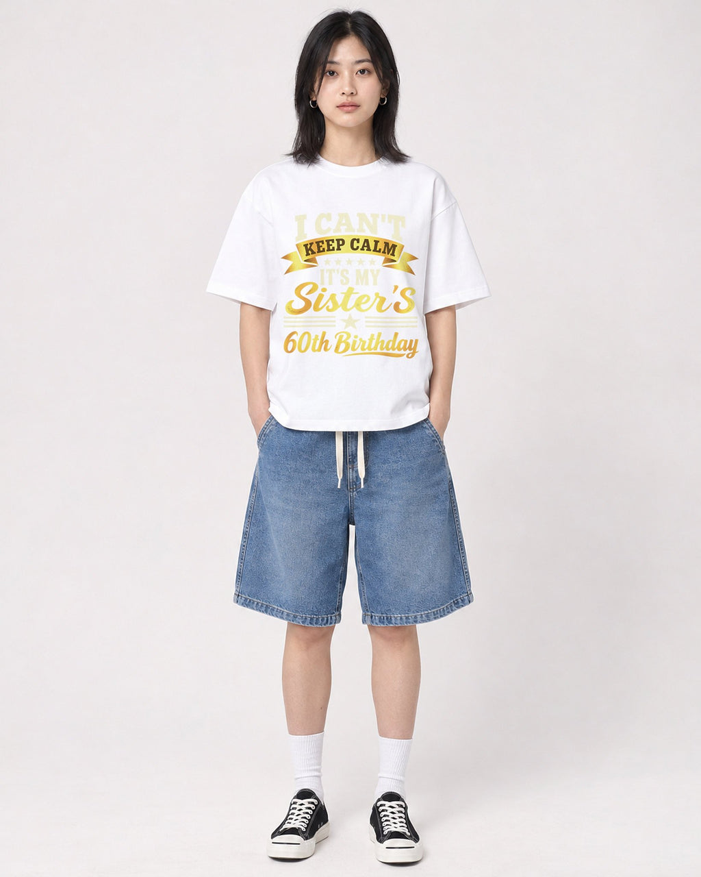 Mockup Boxy Heavyweight Tee White female full-body 31