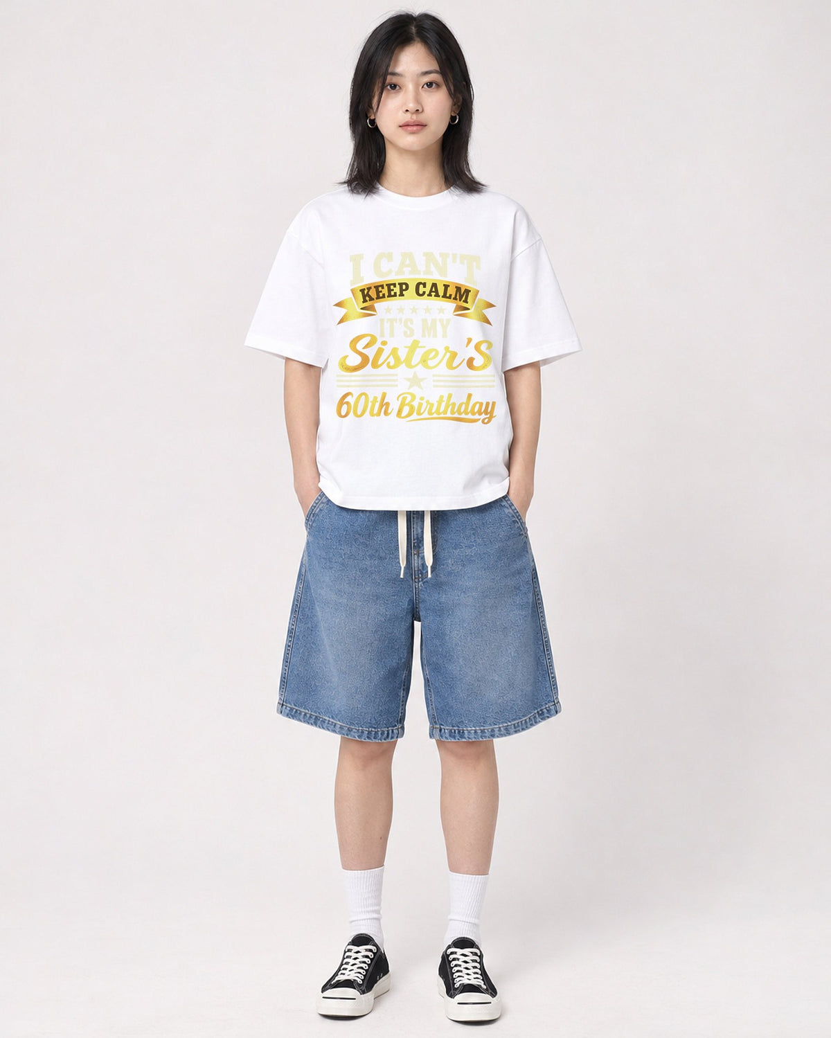 Mockup Boxy Heavyweight Tee White female full-body 31