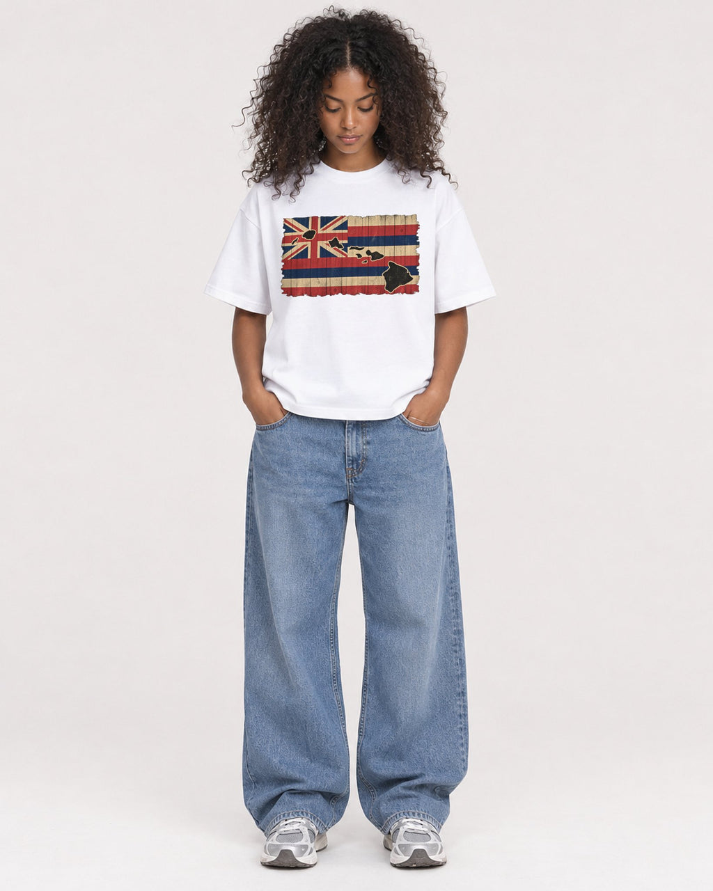 Mockup Boxy Heavyweight Tee White female full-body 05