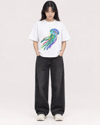 Mockup Boxy Heavyweight Tee White female full-body 13