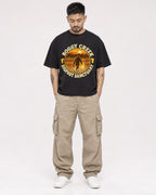 Mockup Boxy Heavyweight Tee Black male full-body 12