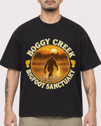 Mockup Boxy Heavyweight Tee Black male close-up 12