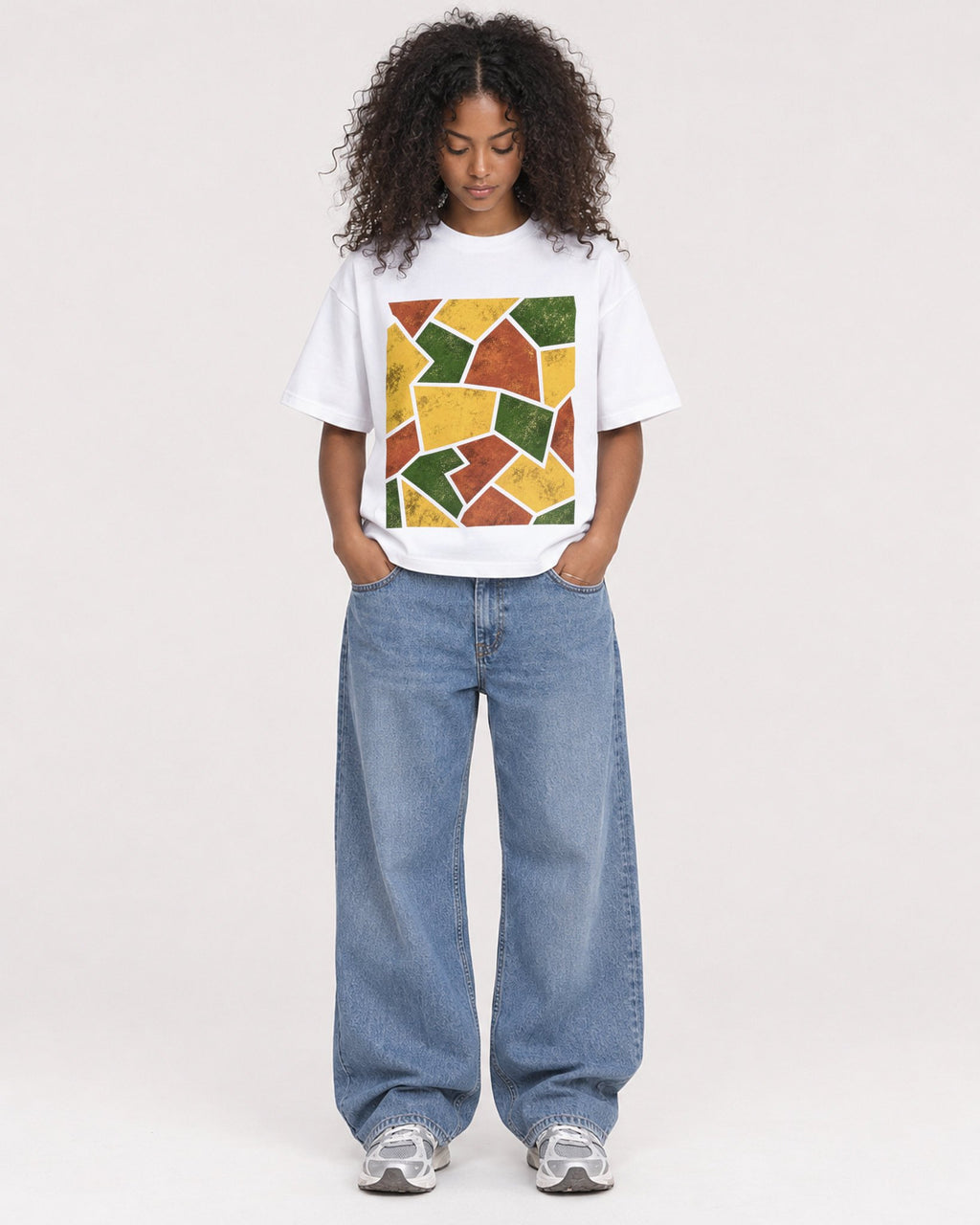 Mockup Boxy Heavyweight Tee White female full-body 05