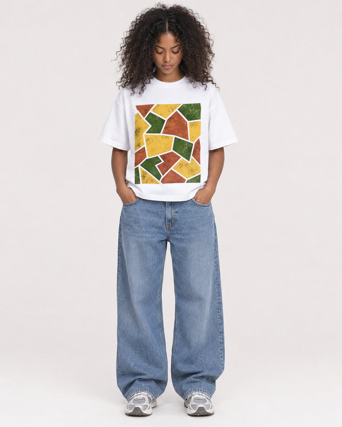 Mockup Boxy Heavyweight Tee White female full-body 05