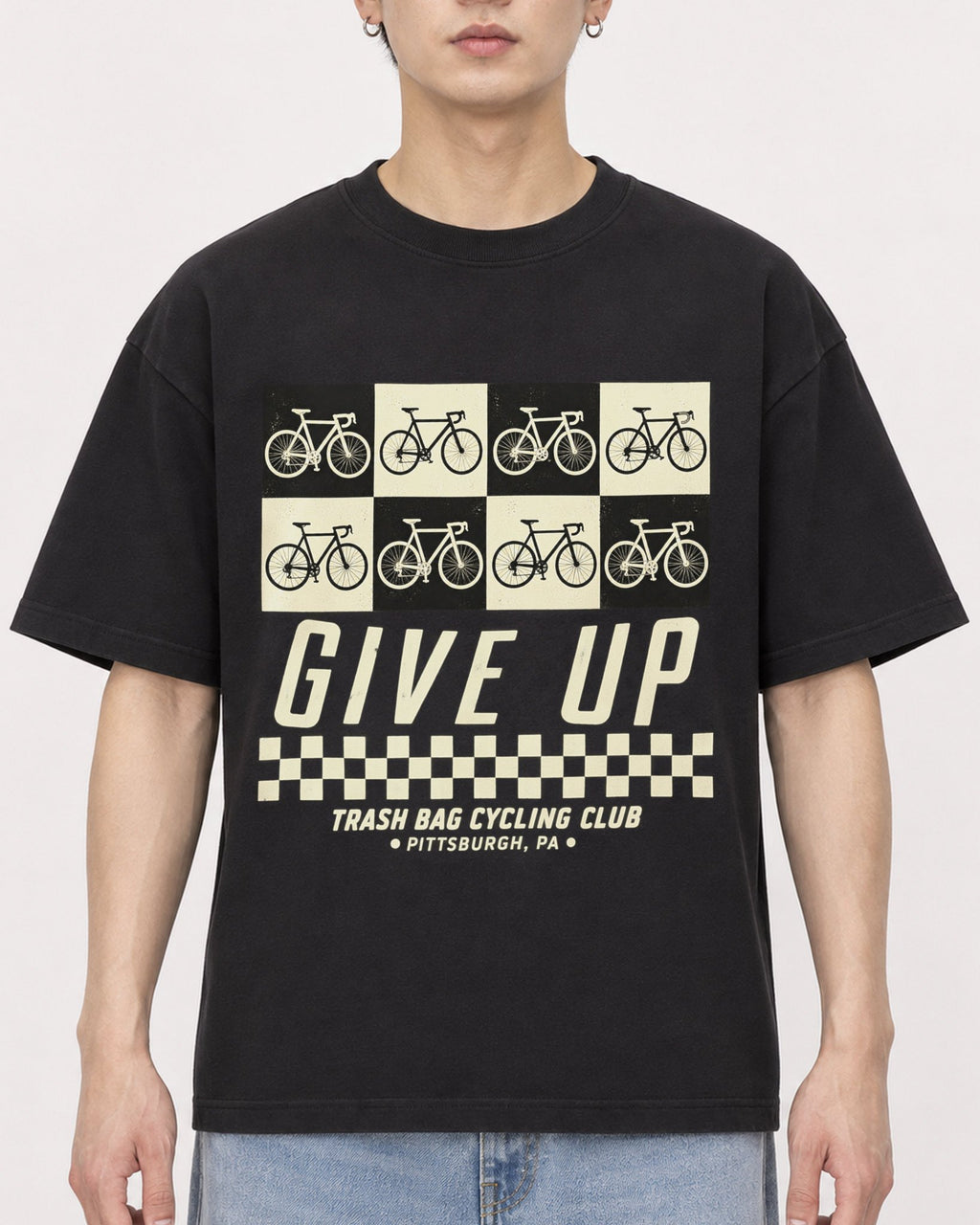 Mockup Boxy Heavyweight Tee Black male close-up 01