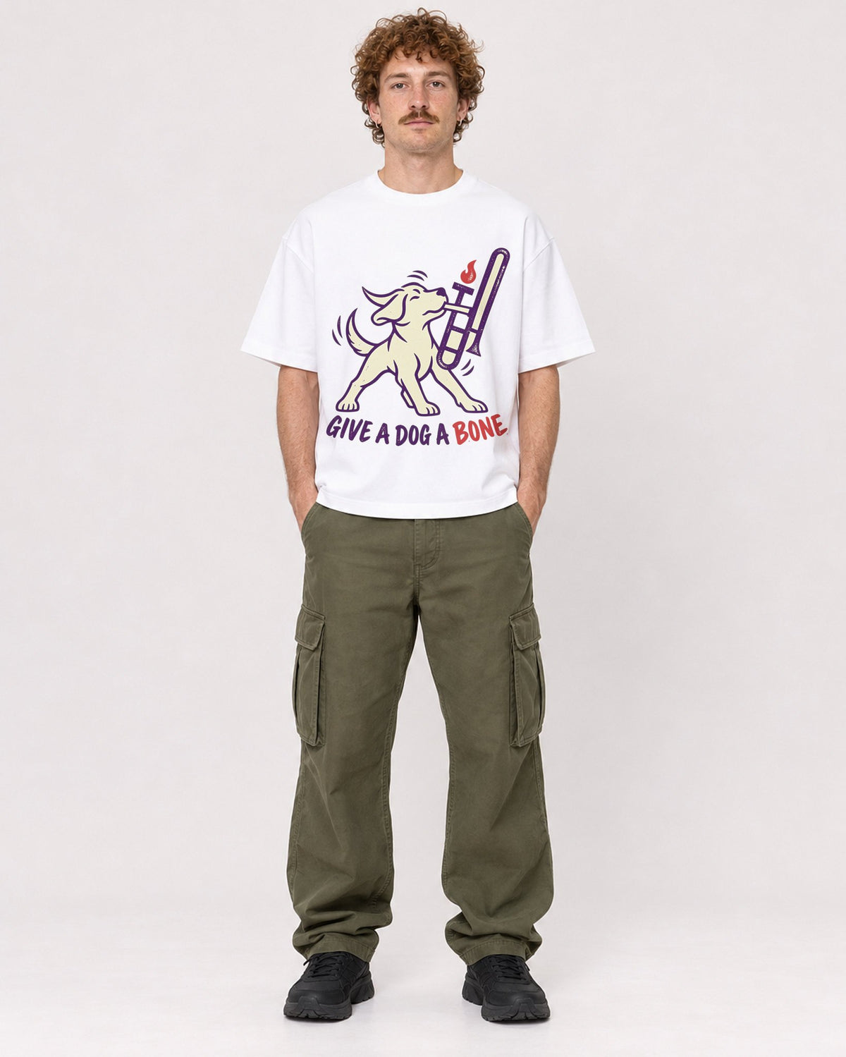 Mockup Boxy Heavyweight Tee White male full-body 09