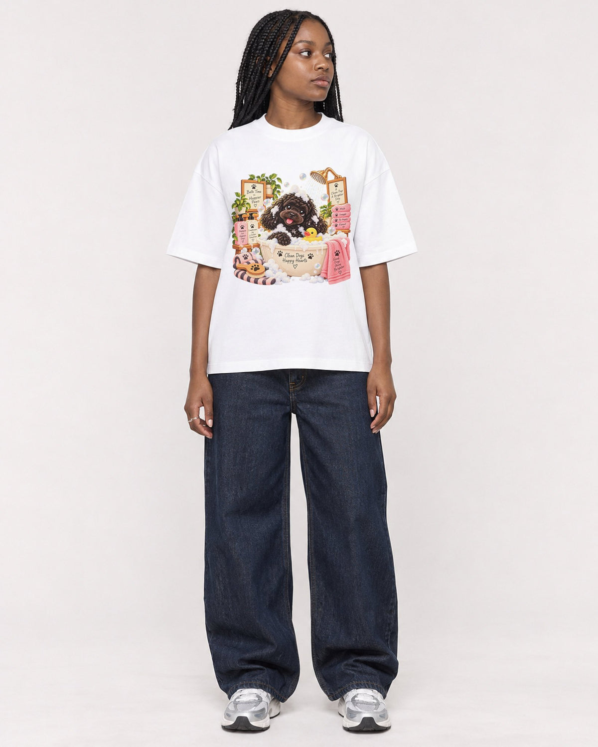 Mockup Boxy Heavyweight Tee White female full-body 04