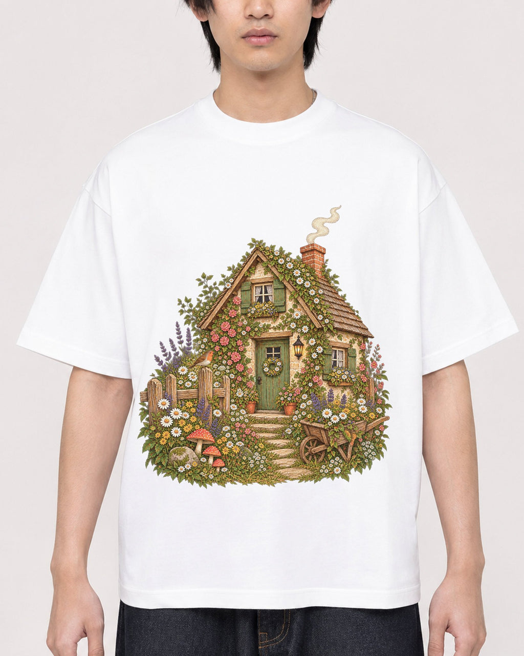 Mockup Boxy Heavyweight Tee White male close-up 11