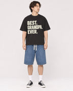 Mockup Boxy Heavyweight Tee Black male full-body 03