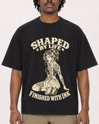 Mockup Boxy Heavyweight Tee Black male close-up 04