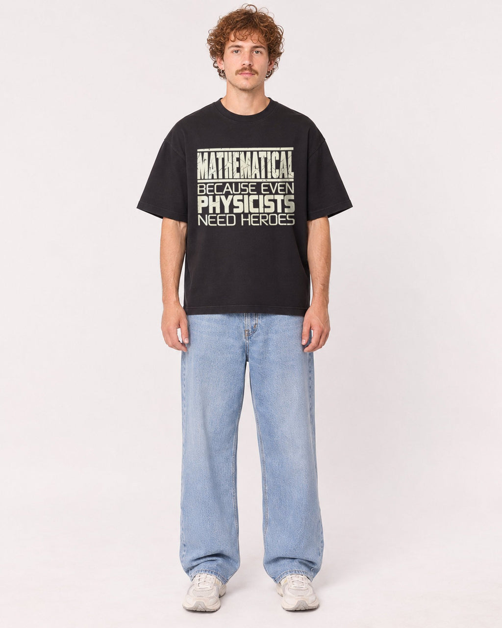 Mockup Boxy Heavyweight Tee Black male full-body 09